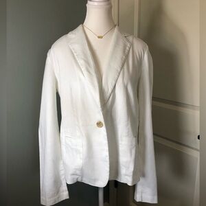 J Jill White Linen Cotton Collared Blazer. Medium